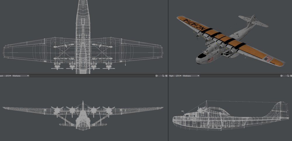 wire frame design of the Martine M 130 flyingboat by Ryan Trimble